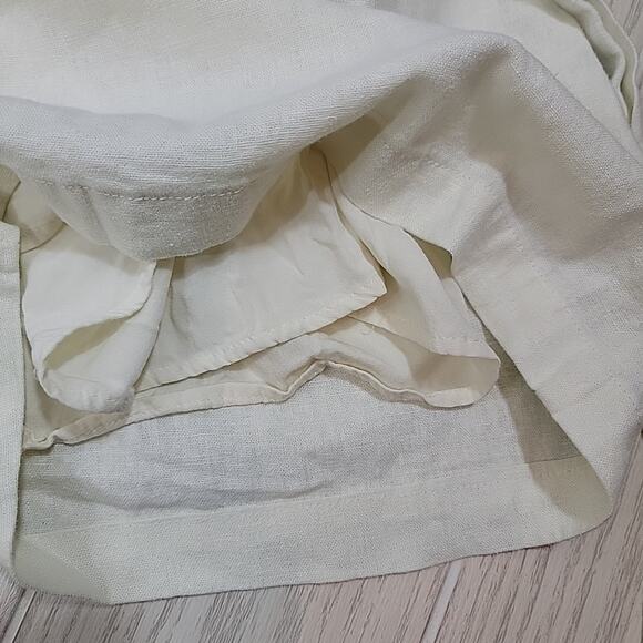 Shinestar Linen Shorts Womens L White Belted Button Fly High Waist Paperbag Boho - Picture 6 of 12